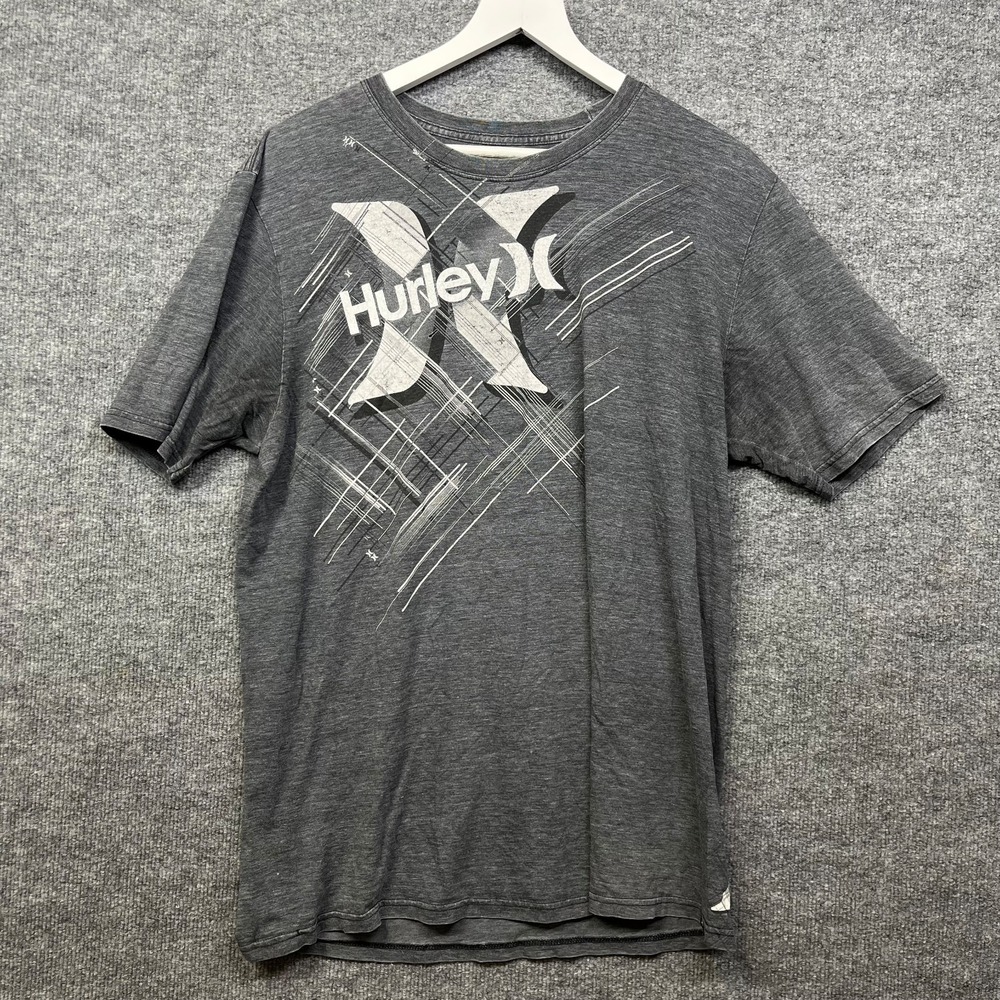 Hurley Premium Fit T-Shirt Men's Gray Graphic Short Sleeve Skate Surf Y2K - XL